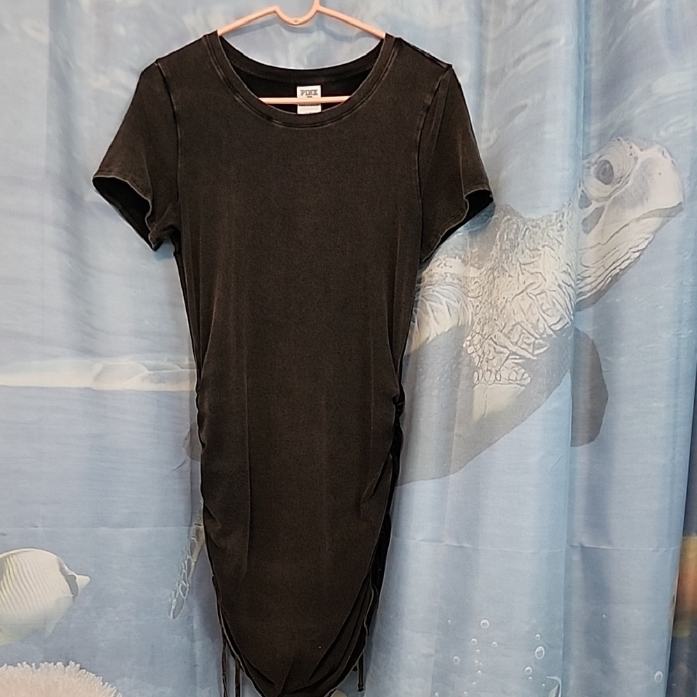 Black Ruched T-Shirt Dress